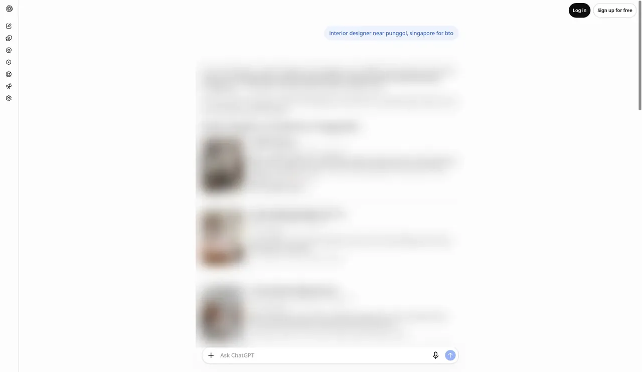 ChatGPT answer, firm details blurred